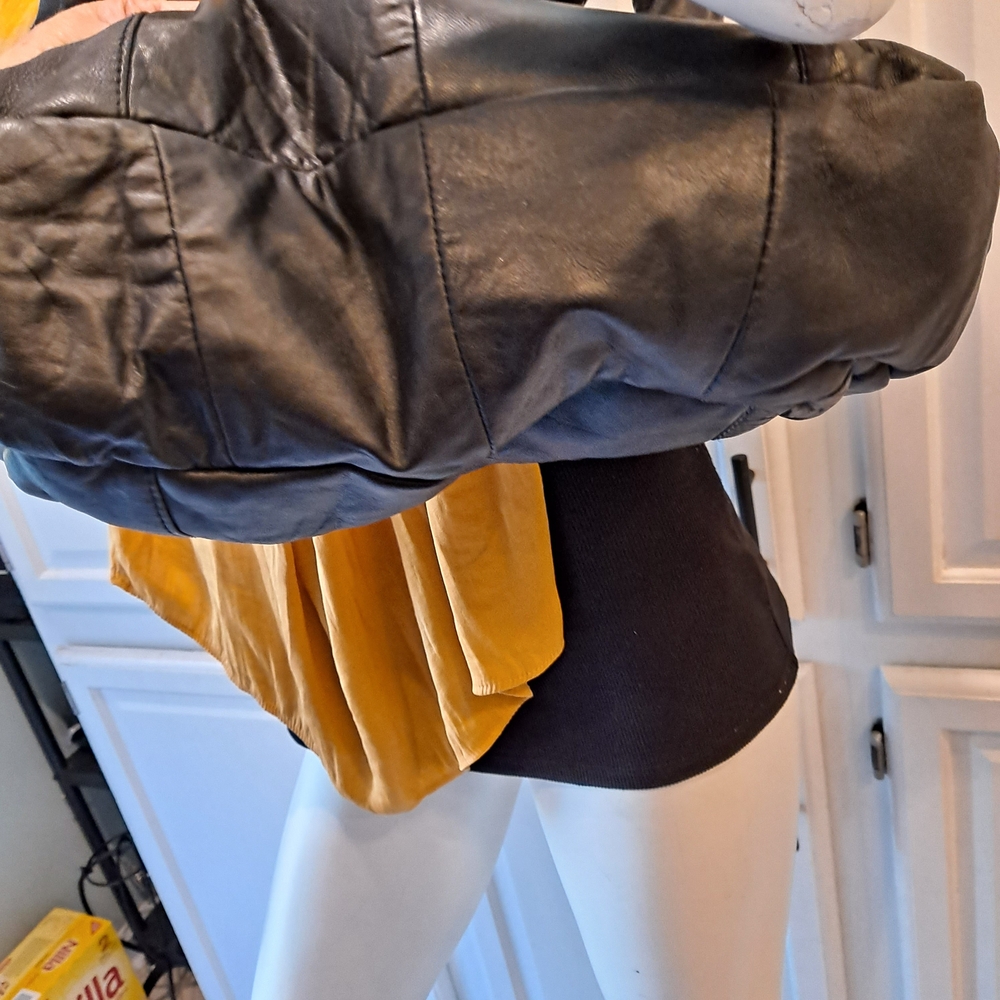 Chic Classic Black Patchwork Leather Hobo Shoulde… - image 4